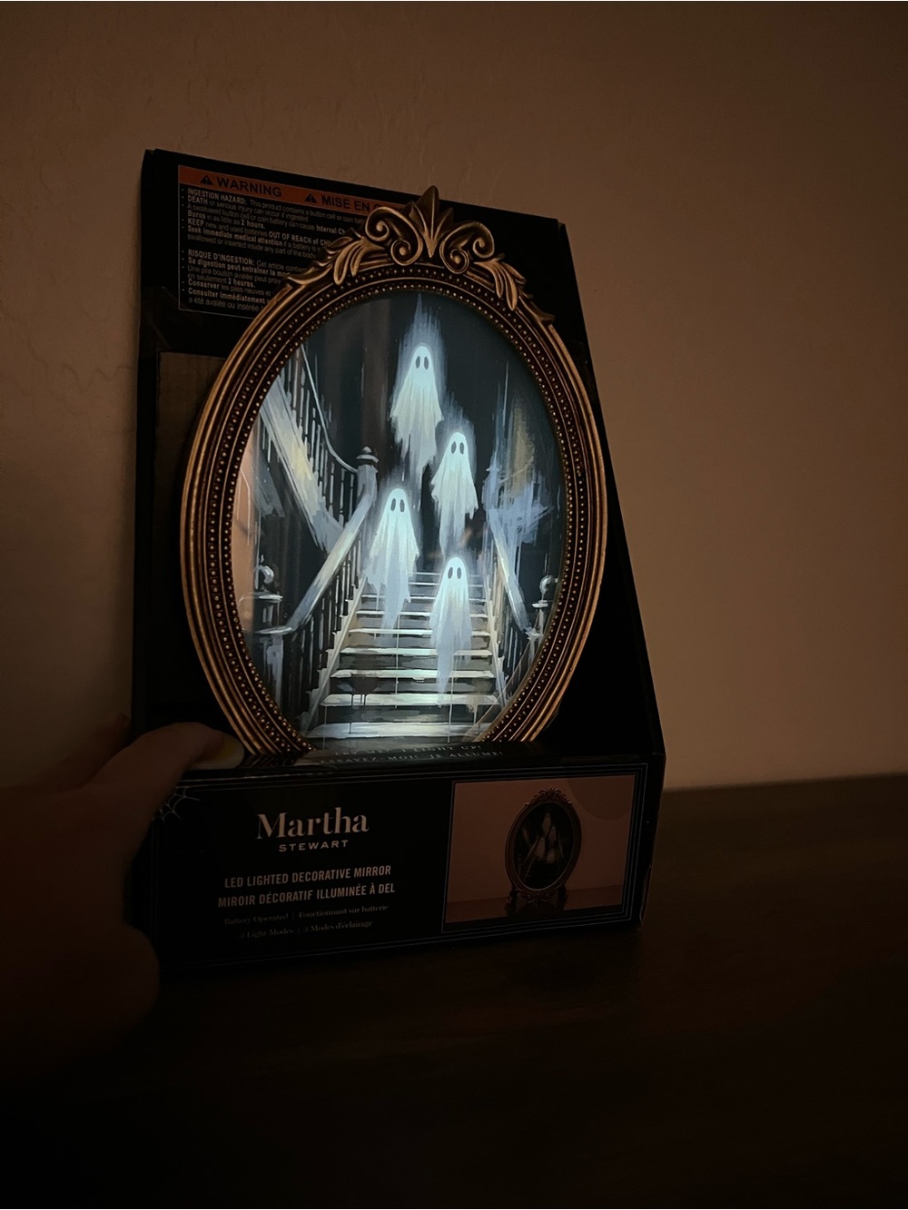Martha Stewart Black and Gold Lighted Halloween Mirror with Ghost Design - Picture 5 of 10